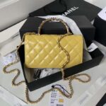 Chanel Women CC Wallet On Chain Lambskin Imitation Pearls Yellow - Bild 3