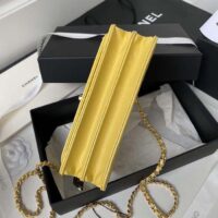Chanel Women CC Wallet On Chain Lambskin Imitation Pearls Yellow (1)