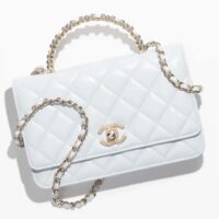 Chanel Women CC Wallet On Chain Shiny Crumpled Lambskin Imitation Pearls