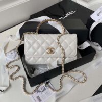 Chanel Women CC Wallet On Chain Shiny Crumpled Lambskin Imitation Pearls (3)