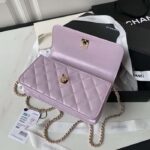 Chanel Women CC Wallet On Chain Shiny Lambskin Strass Light Pink – Bild 3