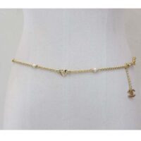 Chanel Women Chain Belt Metal Glass Pearls Strass Gold Pearly White Crystal (2)