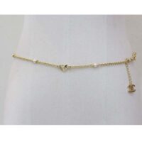 Chanel Women Chain Belt Metal Glass Pearls Strass Gold Pearly White Crystal (2)