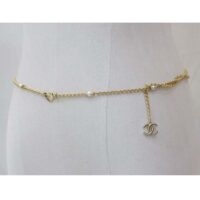 Chanel Women Chain Belt Metal Glass Pearls Strass Gold Pearly White Crystal (2)