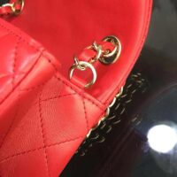 Chanel Women Mini Flap Bag Calfskin Leather Gold-Tone Metal Red (8)