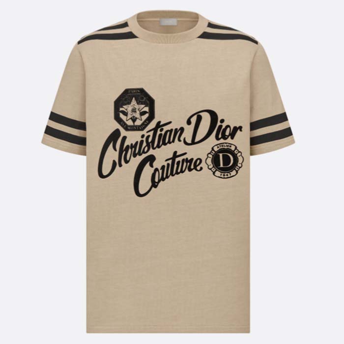 Dior CD Men Christian Dior Couture Relaxed-Fit T-Shirt Beige Cotton Jersey