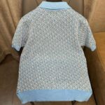 Dior CD Women Oblique Polo Shirt White Blue Cotton Jacquard - Bild 6