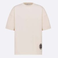 Dior CD Men T-Shirt Ecru Silk Cotton Jersey Ribbed Crew Neck (7)