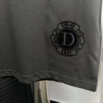 Dior CD Women T-Shirt T-Shirt Gray Cotton Jersey Silk Ribbed Crew Neck - Imagen 7