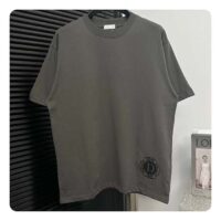 Dior CD Men T-Shirt T-Shirt Gray Cotton Jersey Silk Ribbed Crew Neck (11)