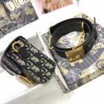 Dior CD Unisex 30 Montaigne Box Bag Blue Dior Oblique Jacquard - Imagen 3