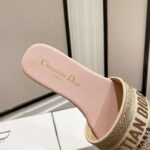 Dior CD Unisex Dway Slide Gold-Tone Cotton Embroidered Metallic Thread Strass – Image 9