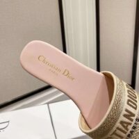 Dior CD Unisex Dway Slide Gold-Tone Cotton Embroidered Metallic Thread Strass (1)