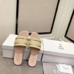 Dior CD Unisex Dway Slide Gold-Tone Cotton Embroidered Metallic Thread Strass – Image 5