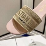 Dior CD Unisex Dway Slide Gold-Tone Cotton Embroidered Metallic Thread Strass – Image 8