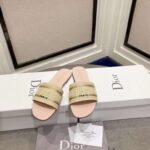 Dior CD Unisex Dway Slide Gold-Tone Cotton Embroidered Metallic Thread Strass – Image 6