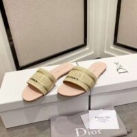 Dior CD Unisex Dway Slide Gold-Tone Cotton Embroidered Metallic Thread Strass (1)