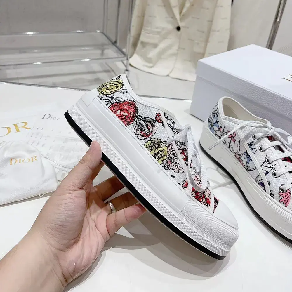 Dior CD Unisex Walk’N’Dior Platform Sneaker White Multicolor Cotton 4 Saisons Hiver