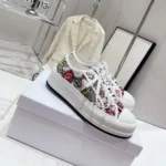 Dior CD Unisex Walk'N'Dior Platform Sneaker White Multicolor Cotton 4 Saisons Hiver - immagine 4
