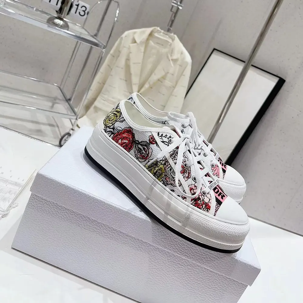 Dior CD Unisex Walk’N’Dior Platform Sneaker White Multicolor Cotton 4 Saisons Hiver