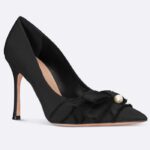Escarpin Dior CD Femme Adiorable Noir Frange Grosgrain Talon 10 cm
