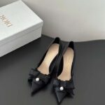 Dior CD Women Adiorable Pump Black Fringed Grosgrain 10 cm Heel – Image 5