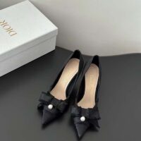 Dior CD Women Adiorable Pump Black Fringed Grosgrain 10 cm Heel