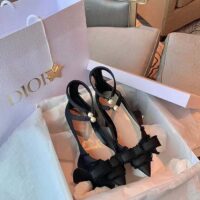 Dior CD Women Adiorable Pump Black Fringed Grosgrain Bow 4 cm Heel (13)