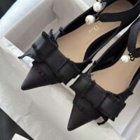 Dior CD Women Adiorable Pump Black Fringed Grosgrain Bow 4 cm Heel (13)