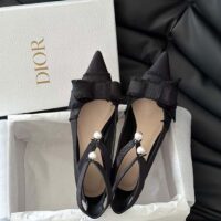 Dior CD Women Adiorable Pump Black Fringed Grosgrain Bow 4 cm Heel (13)