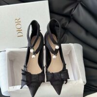 Dior CD Women Adiorable Pump Black Fringed Grosgrain Bow 4 cm Heel (13)