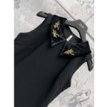 Dior CD Women CD A-Line Embroidered Dress Black Wool Silk Dragonfly Embroidery - Bild 4