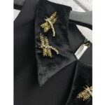 Dior CD Women CD A-Line Embroidered Dress Black Wool Silk Dragonfly Embroidery - Bild 5
