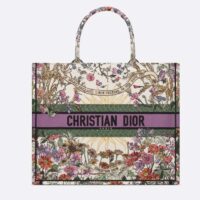 Dior CD Women CD Large Dior Book Tote Ecru Multicolor 4 Saisons Été Soleil (7)