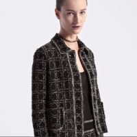 Dior CD Women Macrocannage Jacket Black White Technical Cotton Tweed (7)