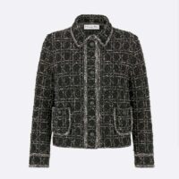 Dior CD Women Macrocannage Jacket Black White Technical Cotton Tweed (7)