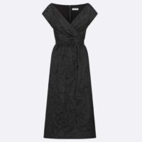 Dior CD Women Regular-Fit Mid-Length Dress Black Technical Fabric Crinkled Effect (15)