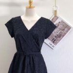 Dior CD Women Regular-Fit Mid-Length Dress Black Technical Fabric Crinkled Effect - Image 5