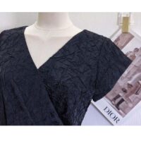 Dior CD Women Regular-Fit Mid-Length Dress Black Technical Fabric Crinkled Effect (15)
