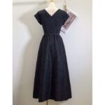 Dior CD Women Regular-Fit Mid-Length Dress Black Technical Fabric Crinkled Effect - Image 3