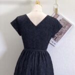 Dior CD Women Regular-Fit Mid-Length Dress Black Technical Fabric Crinkled Effect - Image 4