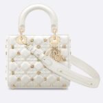 Dior CD Donna Piccola Lady Dior My ABCDior Bag Latte Cannage Pelle di Agnello