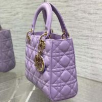 Dior CD Women Small Lady Dior My ABCDior Bag Lilac Cannage Lambskin (7)