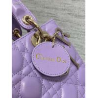 Dior CD Women Small Lady Dior My ABCDior Bag Lilac Cannage Lambskin (7)