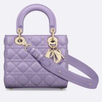 Dior CD Women Small Lady Dior My ABCDior Bag Lilac Cannage Lambskin