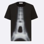 Dior Herr T-shirt Svart Vit Bomull Linne Jersey Eiffeltornsmotiv