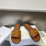 Dior Unisex CD Dway Slide Camel Calfskin Embroidered Cotton - Image 4