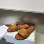 Dior Unisex CD Dway Slide Camel Calfskin Embroidered Cotton - Image 5