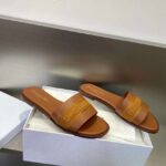 Dior Unisex CD Dway Slide Camel Calfskin Embroidered Cotton - Image 3