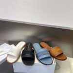 Dior Unisex CD Dway Slide Pastel Blue Calfskin Embroidered Cotton - immagine 7